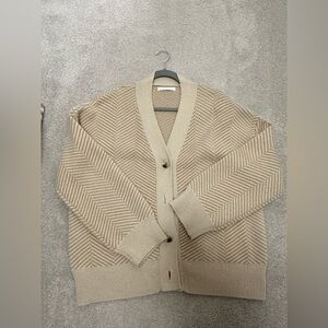 OAK + FORT Tan Chevron Knit Men's Cardigan